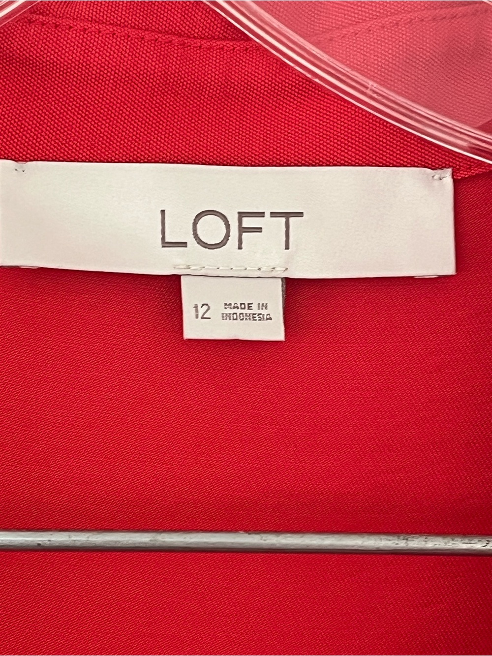LOFT Classic Red Belted Tailored Shirt Dress Size 12 - Picture 8 of 15